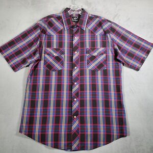 Roper Western Shirt‎ Mens L Black Red Pearl Snap Short Sleeve Rodeo Cowboy Ranch